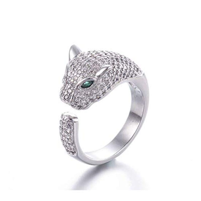木造 Rockyu 指輪 レディース フリーサイズ おしゃれ 人気 ブランド ヒョウ プラチナリング ジルコニア 指輪 かわいい 動物指輪 エメラ Hanagrocare Com