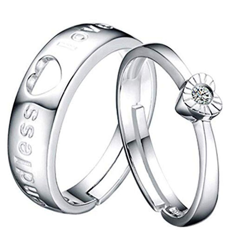 DAZZARRY ペアリング シルバー 結婚指輪 婚約指輪 カップル リング?２個セット フリーサイズ RG146