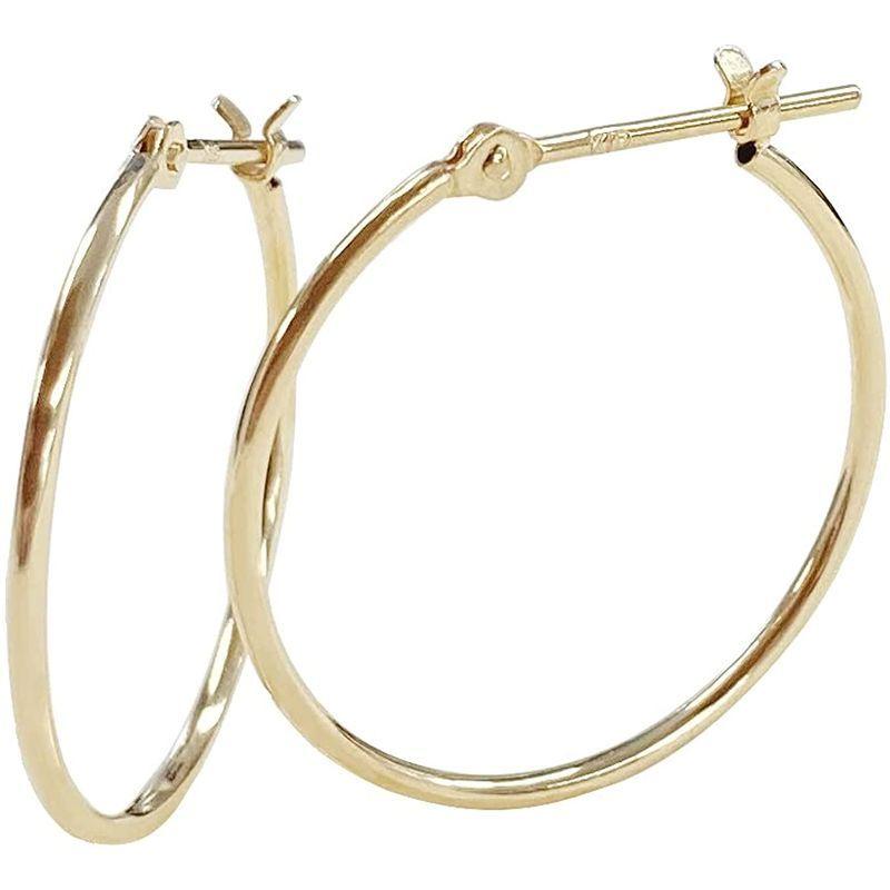 L&Co (エルアンドコー) ペーパーボックス付ユニセックス K18 イエローゴールド 18金 地金 フープ ピアス 1mm幅 1mm×直径 エルアンドコー ペーパーボックス付ユニセックス K18 イエローゴールド 18金 地金 フープ ピアス 1mm幅 1mm×直径
