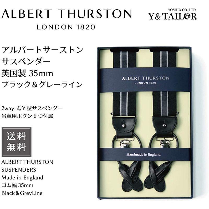 ALBERT THURSTON アルバートサーストン サスペンダー ブラック グレーライン柄 THURSTON アルバートサーストン サスペンダー ブラック グレーライン柄