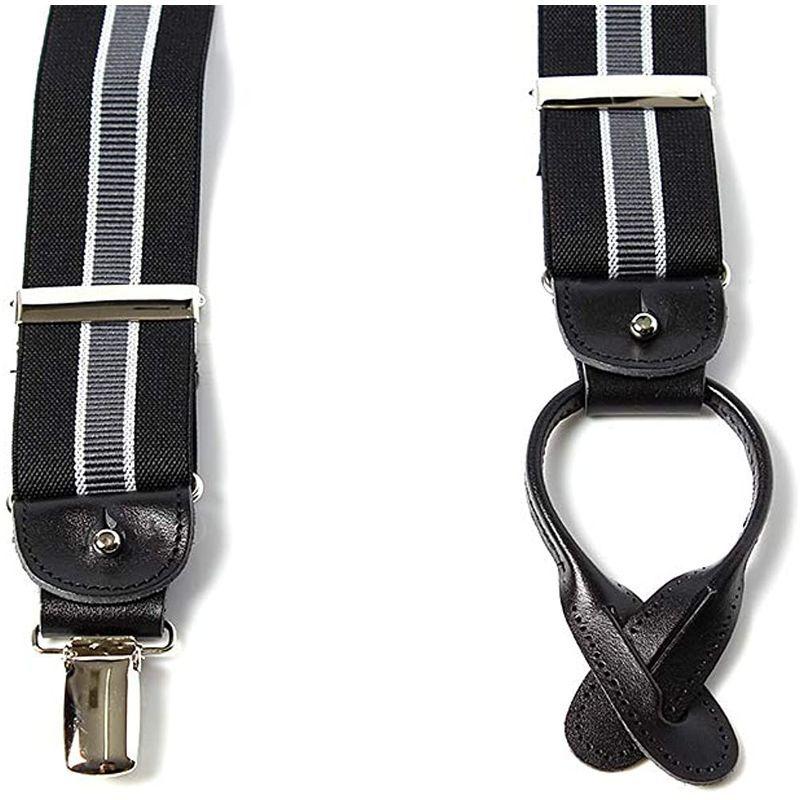 ALBERT THURSTON アルバートサーストン サスペンダー ブラック グレーライン柄 THURSTON アルバートサーストン サスペンダー ブラック グレーライン柄