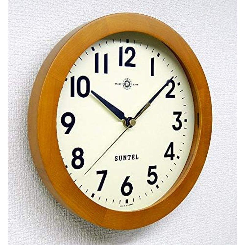 【在庫限りの大特価】 さんてる(Suntel) 掛け時計 ブラウン 直径250×60mm シンプル電波時計掛け時計 アラビア ブラウン SR01-BR A