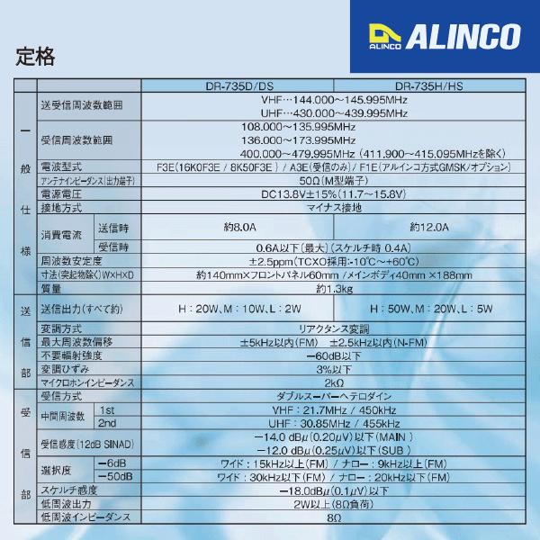 ALINCO（アルインコ） アマチュア無線機 20w DR-735D（DR735D）144