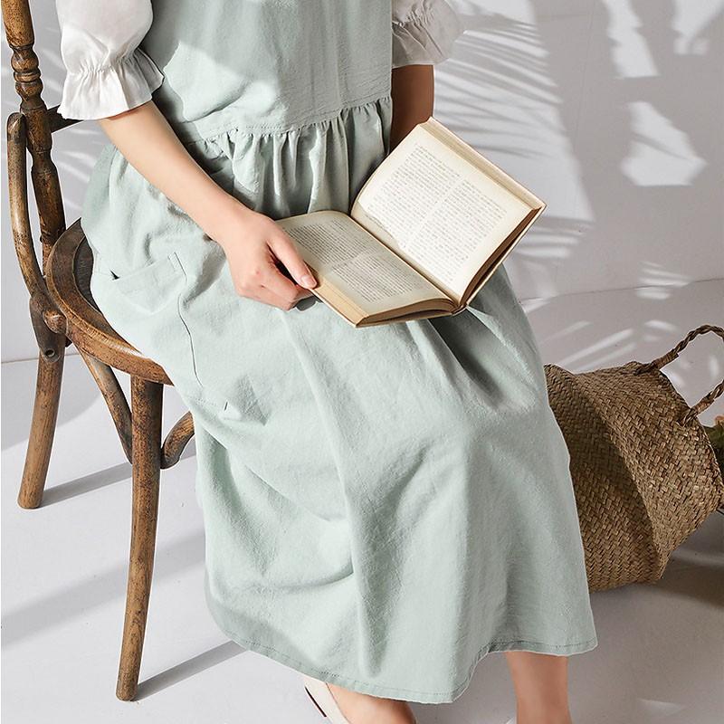 エプロン おしゃれ リネン 大人 レディース 麻 バッククロス ナチュラル ワンピース | ブランド登録なし | 12