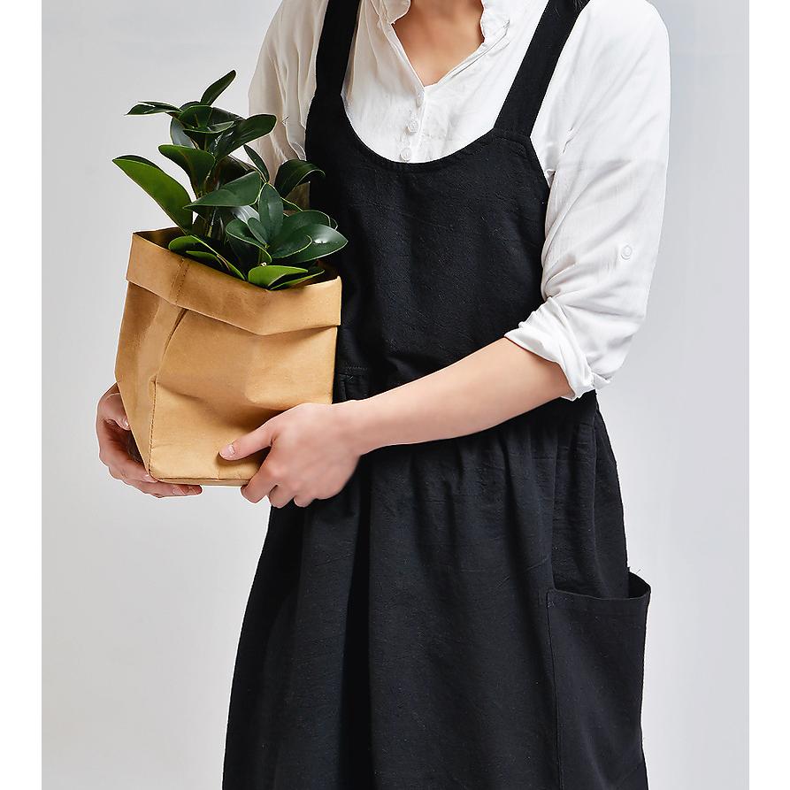 エプロン おしゃれ リネン 大人 レディース 麻 バッククロス ナチュラル ワンピース | ブランド登録なし | 04