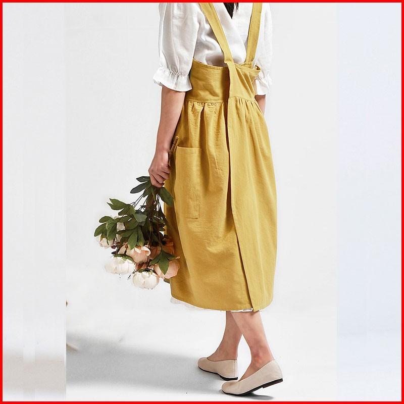 エプロン おしゃれ リネン 大人 レディース 麻 バッククロス ナチュラル ワンピース | ブランド登録なし | 09