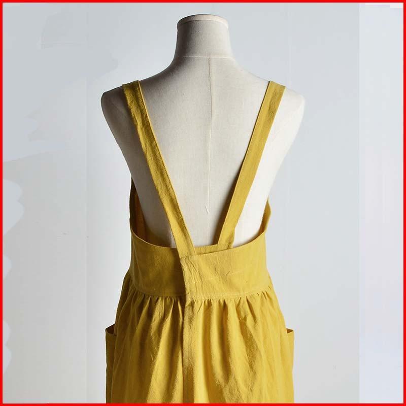 エプロン おしゃれ リネン 大人 レディース 麻 バッククロス ナチュラル ワンピース | ブランド登録なし | 10