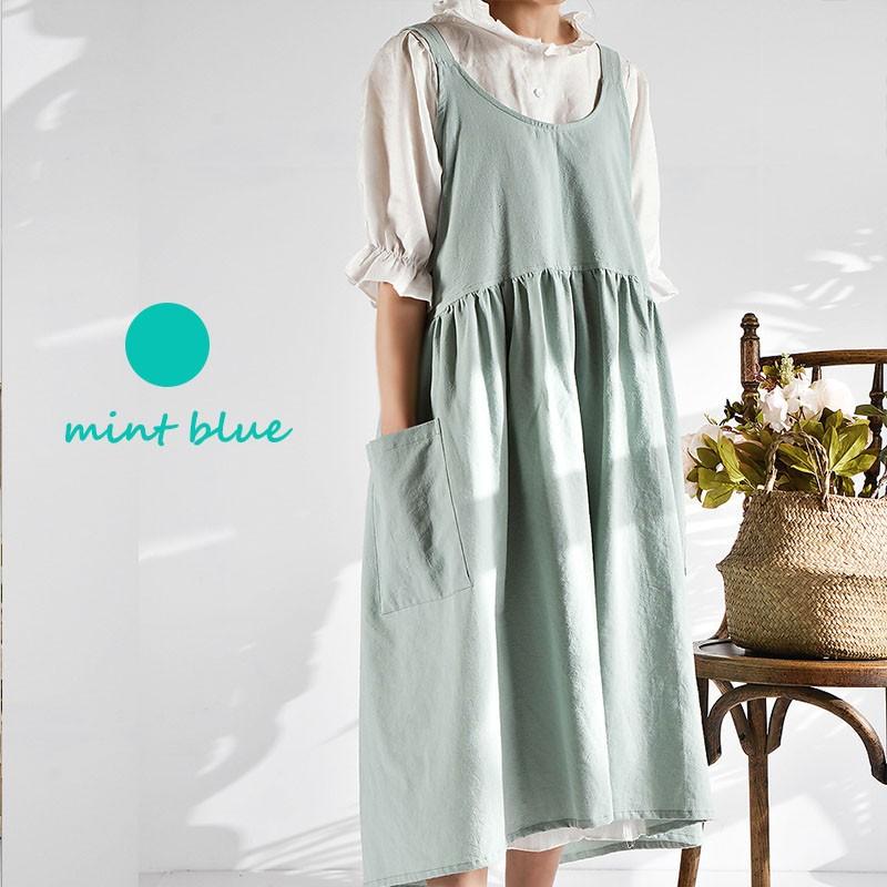 エプロン おしゃれ リネン 大人 レディース 麻 バッククロス ナチュラル ワンピース | ブランド登録なし | 03