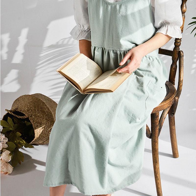 エプロン おしゃれ リネン 大人 レディース 麻 バッククロス ナチュラル ワンピース | ブランド登録なし | 11