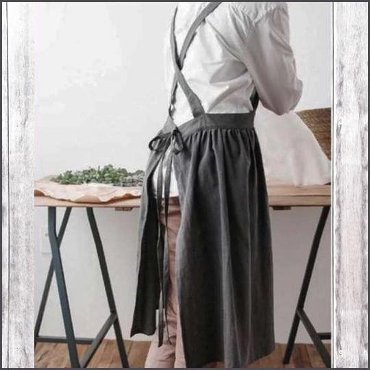 エプロン おしゃれ ロング丈 ワンピース レディース リネン 無地 バッククロス 大人 エプロンドレス Lineapron Alioli アリオリ 通販 Yahoo ショッピング