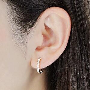 K18 YG ゴールド ピアス ダイヤモンド ダイヤ 中折れ 0.3ct エタニティ  