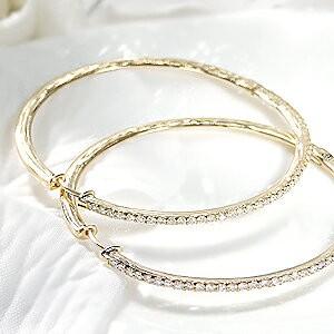 K18 Yg ゴールド ピアス ダイヤモンド ダイヤ フープピアス フープ Hoop 1 0ct 1カラット ワンタッチ 中折れ エタニティ 簡単装着 Al 0058 Supersport Tn
