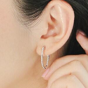 K18 WG ゴールド ピアス ダイヤモンド ダイヤ 0.5ct オーバル フープ 