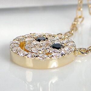 k18スマイルネックレストップチャームダイヤモンドダイヤ