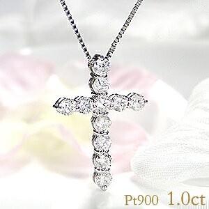 pt900 プラチナ プラチナ900 ネックレス ペンダント 1.0ct ダイヤモンド ダイヤ クロス 豪華 十字架 お守り 1カラット AL-0103