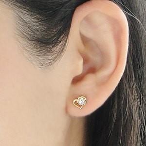 K18 YG ゴールド ピアス ダイヤモンド ダイヤ 0.2ct ハート オープン 
