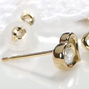 K18 YG ゴールド ピアス ダイヤモンド ダイヤ 0.2ct ハート オープン 