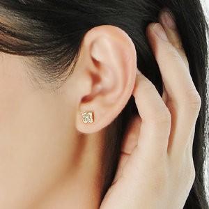 ダイヤモンド ピアス バケットカット 18k 18金 YG ダイヤ 0.4ct