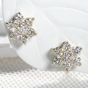 K18YG 0.4ct フラワー ダイヤモンド ピアス ダイヤ 18金 k18 K18YG 0.4ct フラワー ダイヤモンド ピアス ダイヤ 18金 k18