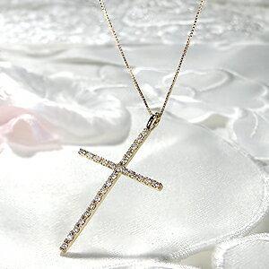 ☆ネックレス 18金ホワイトゴールド☆ダイヤ クロス 0.32ct K18wg