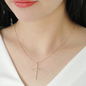 k18YG 0.3ct ダイヤモンド クロス ネックレス お守り イエロー  