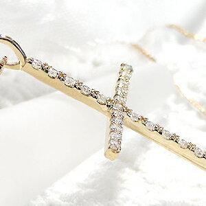 k18YG 0.3ct ダイヤモンド クロス ネックレス お守り イエロー  