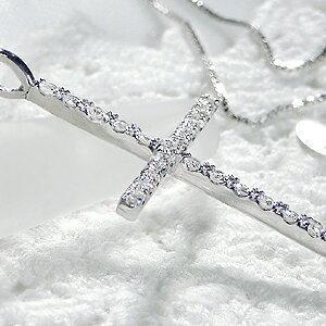 ダイヤモンド クロス ネックレス 0.3ct K18WG