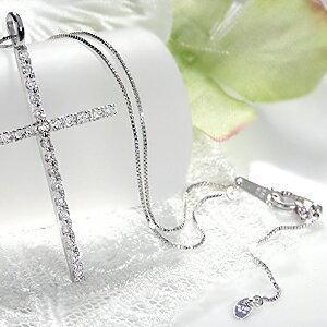 k18WG 0.3ct ダイヤモンド クロス ネックレス お守り ホワイト  