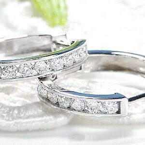 ホワイトゴールド K18WG ダイヤモンド 1.00ct レール留め フープ ピアス ダイヤ 18金 k18 １カラット １カラット ダイア レディース ギフト プレゼント AL-0284 ホワイトゴールド K18WG ダイヤモンド 1.00ct レール留め フープ ピアス ダイヤ 18金 k18 １カラット １カラット ダイア レディース ギフト プレゼント AL-0284
