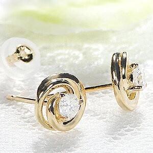K18 0.20ct フラワー ダイヤモンド ピアス 花 18金 