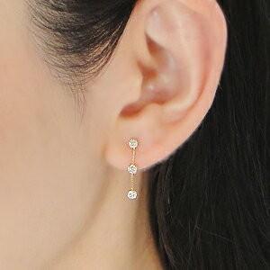 K18YG 0.4ct ダイヤモンド ピアス 可愛い ピアス 揺れる ダイヤ 