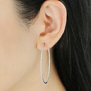 K18WG ダイヤモンド 2.0ct フープ ピアス ダイヤ 18金 k18 2.0カラット 