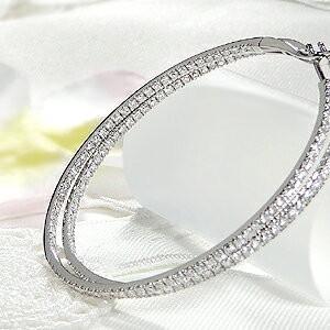 K18WG ダイヤモンド 2.0ct フープ ピアス ダイヤ 18金 k18 2.0カラット 