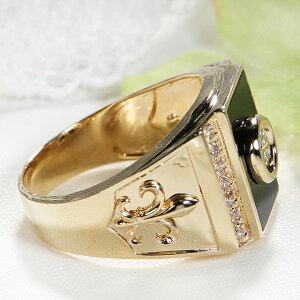 K18YG WG メンズ オニキス ダイヤ リング 0.50ct 18金 K18YG WG メンズ オニキス ダイヤ リング 0.50ct 18金