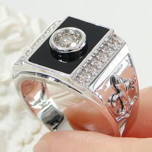 K18YG WG メンズ オニキス ダイヤ リング 0.50ct 18金 K18YG WG メンズ オニキス ダイヤ リング 0.50ct 18金