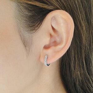 ゴールド K18 WG YG 0.12ct フープ ダイヤモンド ピアス ダイヤ 0.12  