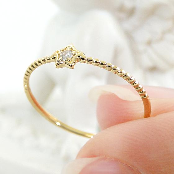 K18YG 0.02ct ダイヤモンド リング 送料無料 18金 K18 18K ゴールド  
