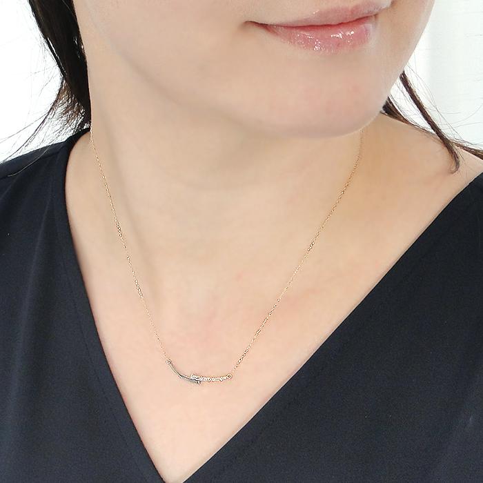 K18YG Pt900 ダイヤモンド ライン ネックレス 0.10ct 送料無料 18金  