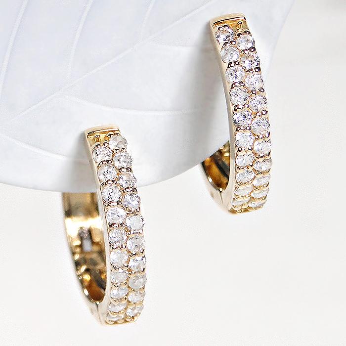K18YG ダイヤモンド 0.4ct 中折れ ピアス 送料無料 可愛い フープ 