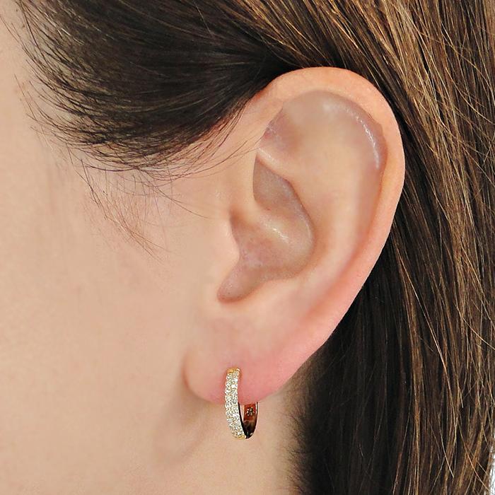 大特価！！K18PG 天然ダイヤモンド　中折れピアス　フープピアス 楽天市場】K18中折れ式ダイヤフープピアス(12mmラウンド、スリー