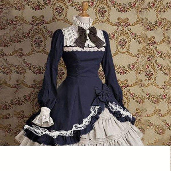 ワンピース ロリータ 姫系 かわいい 安い ゴスロリハイネック ラッパそで 色をつづる リボンワンピース ロリータ ワンピース 学院風 Lolita ロングスカート At Alita 通販 Yahoo ショッピング