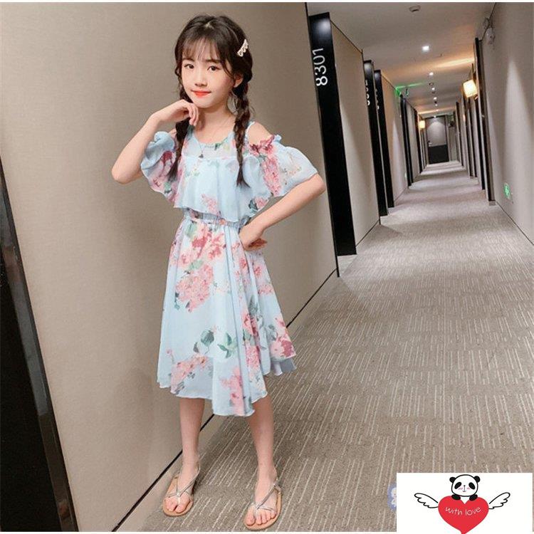 半袖ワンピース 肩出し 花柄 子供ドレス ジュニア 子ども お姫様 おしゃれ 可愛い カジュアル 新品ワンピース キッズ 子供服 女の子 夏 キッズ ワンピース 日本最大のブランド
