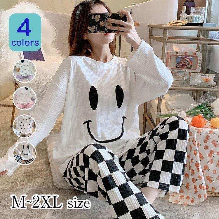 パジャマ 綿 長袖 女性 セットアップ チェック柄 可愛い 韓国風 寝巻き 部屋着 上下セット ゆったり 代 30代 40代 50代パジャマ レディース ルームウェア 春夏 Owonqldorb 下着 靴下 部屋着 Editorialdismes Com