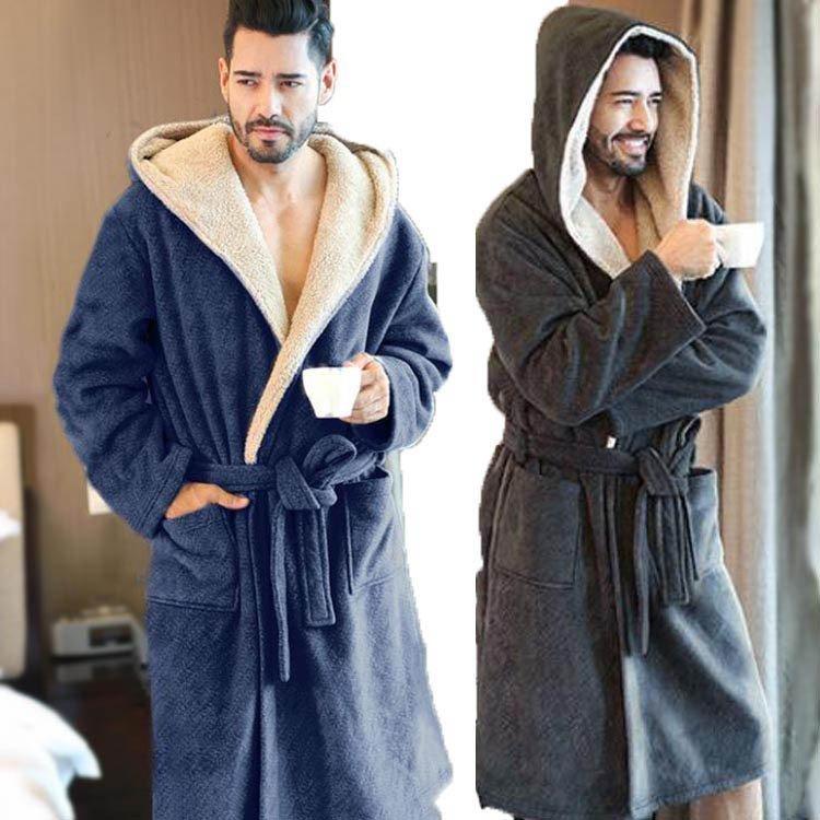 フランネル ナイトガウン 湯着 厚手 防寒 暖かい 部屋着 寝間着バスローブ メンズ ルームウェア パジャマ もこもこ