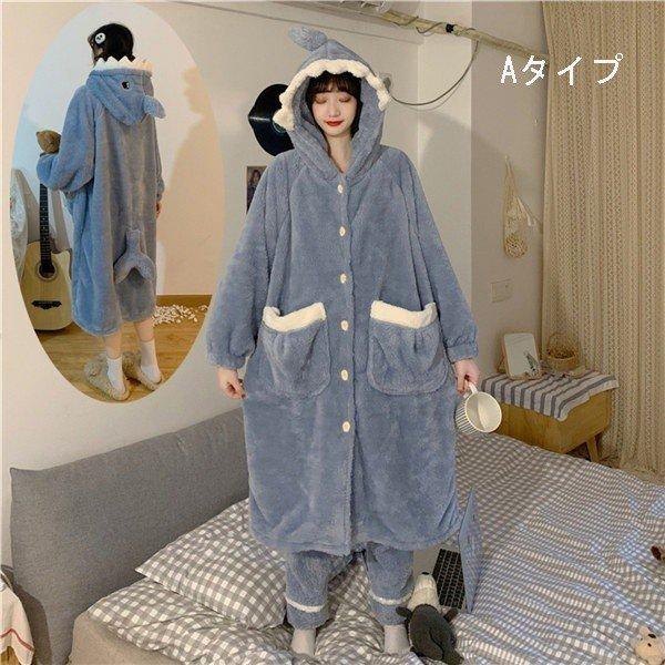 冬 もこもこワンピース 寝巻き 恐竜 動物 22春夏新作 帽子付き パジャマ 裏起パジャマ かわいい ふわもこ ふわふわ 女性用 ルームウェア レディース