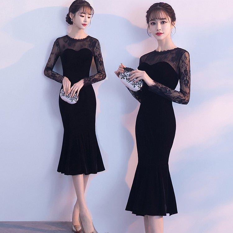 人気の新製品 結婚式 レース ベロア ドッキング 大人 マーメイドドレス パーティードレス 着痩せ 黒 上品 お呼ばれ 食事会 二次会 披露宴 卒業式 成人式 安い 順 Www Superavila Com