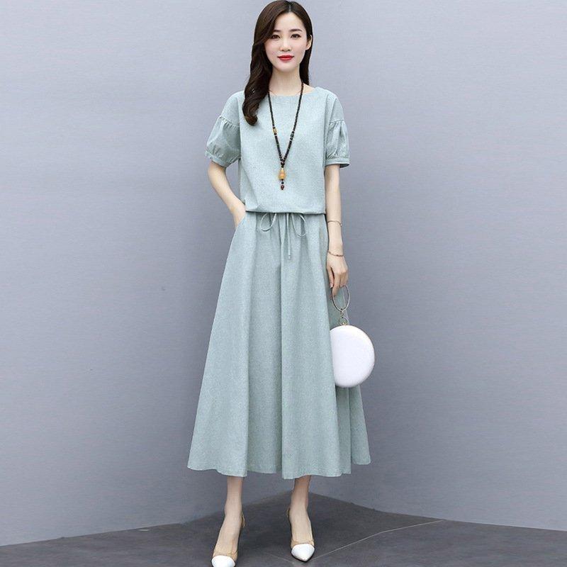 高級素材使用ブランド レディース セットアップ リネン薄手 半袖ブラウス スカート お洒落 2点セット 大きいサイズ 結婚式 通勤 夏 Hirshmark Com