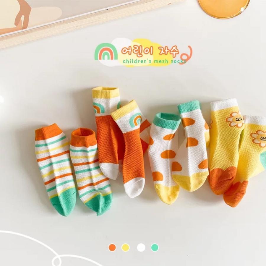 即納 子供 靴下 夏 メッシュ 薄手 ４足セット ソックス ベビー キッズ 韓国風 可愛い 通気性 保育園 通園 幼稚園 通学 女の子 男の子 Sale 87 Off