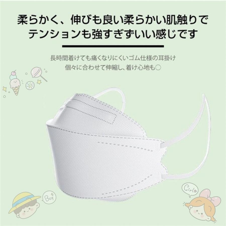 マスク 100枚　50枚＊2箱　 3D立体 カラー 子供マスク　絵柄マスク　呼吸しやすい　KN95立体マスク 柳葉型　蒸れない 不織布  KF94型 4層 花粉症 ウイルス｜alittlemore｜13