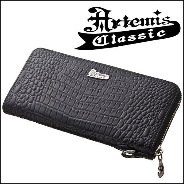 送料無料 Artemis 男性 プレゼント 芸能人 財布 ウォレット アルテミスクラシック Classic アルテミスクラシック 革 レザー クロコスタイル ラウンドジップ ブランド メンズ 財布 ロングウォレット 財布 帽子 ファッション小物
